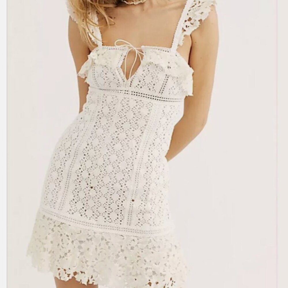 Free People Cross My Heart Crochet Mini Dress Lace